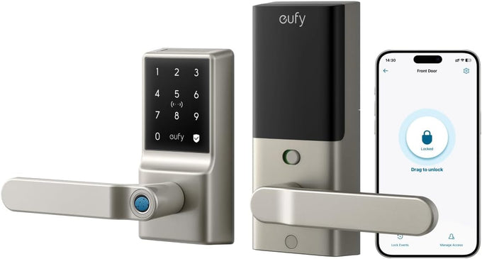 eufy Security Smart Lock C33, Keypad Door Lock with Handle, Built-in Wi-Fi