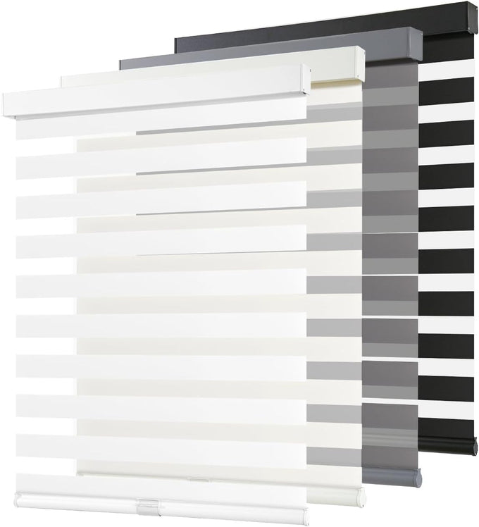 AOSKY Cordless Zebra Blinds for Indoor Windows, 34" W x 72" H, White