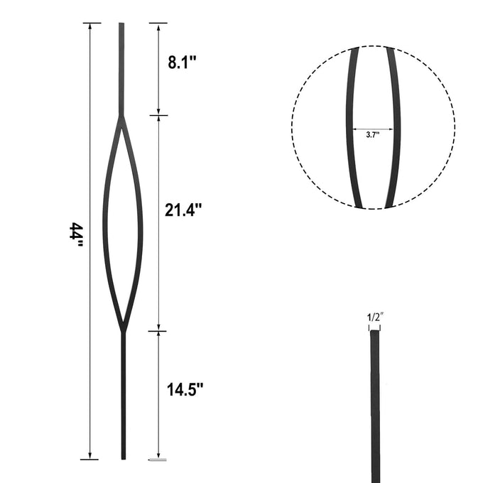 Sidasu 8-Pack 44" Iron Balusters for Staircase Interior