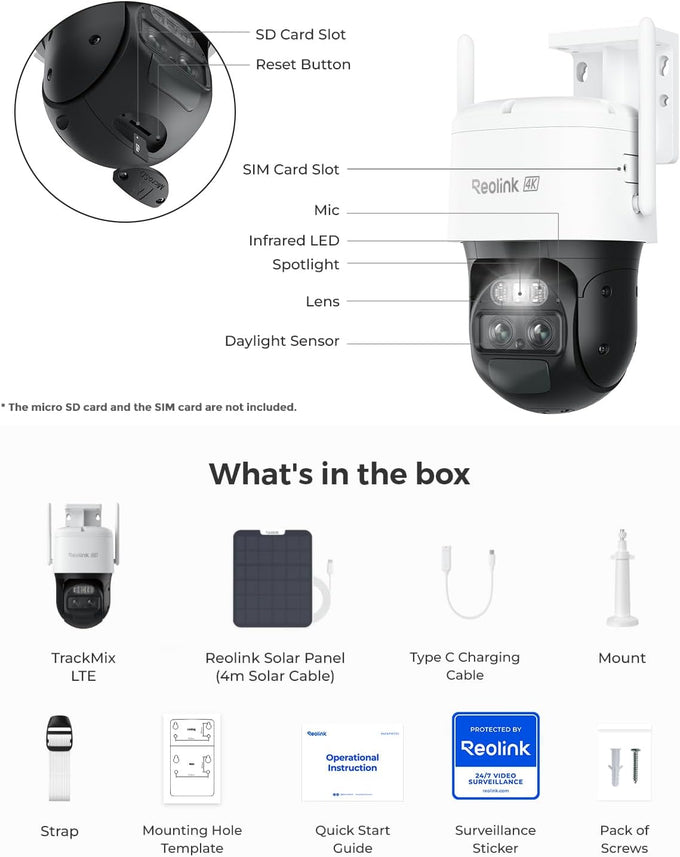 REOLINK 4K Dual Lens Cellular Security Camera Outdoor, Solar Wireless PTZ