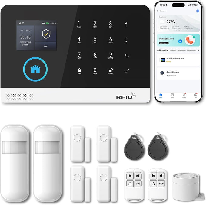 PGST Home Security Systems for House, WiFi+4G Alarm System No Monthly Fees