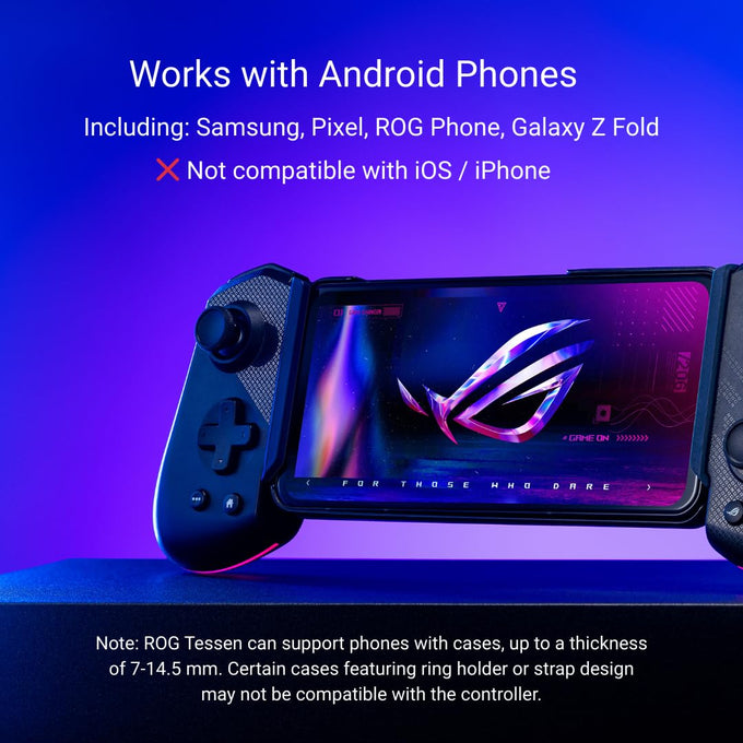 ASUS ROG Tessen Mobile Gaming Controller – Android Phones ONLY, Foldable, Compact, Wired USB-C, Programmable, Fast Charging, RGB – for Call of Duty: Warzone Mobile, Minecraft, Roblox, 350+ Games