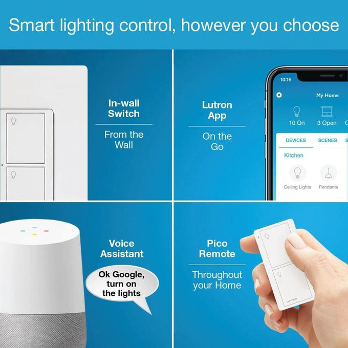 Lutron Caseta Smart Switch Starter Kit; Smart Light Switch, Hub & Wallplate