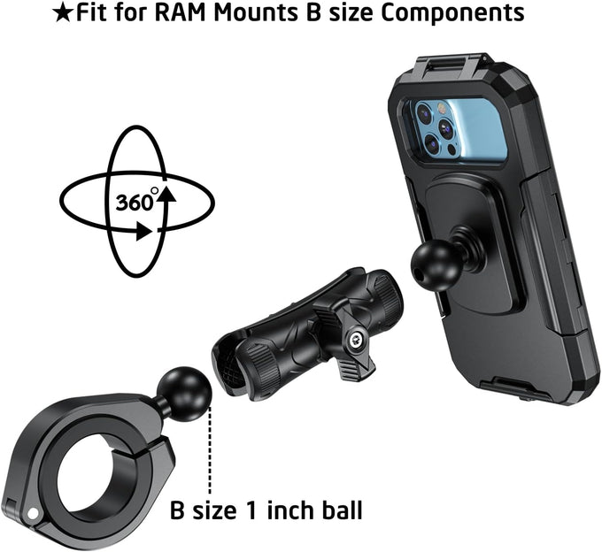 iMESTOU Waterproof ATV Phone Mount Suitble for 5.5"-6.8" Phones (Size L)