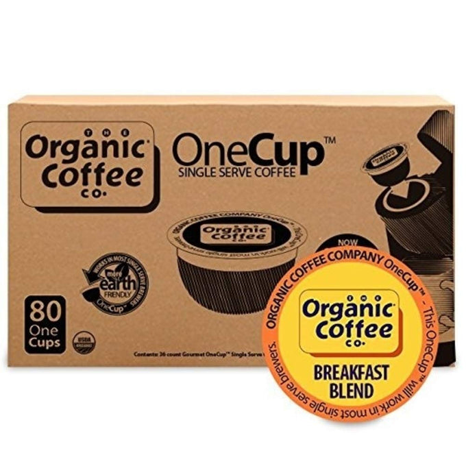 The Organic Coffee Co. Compostable Coffee Pods - Breakfast Blend (80 Ct) K Cup Compatible including Keurig 2.0, Medium Roast, USDA Organic