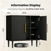 Black Storage Cabinet with Doors, Modern Accent Cabinet, Free Standing Cabinet with Adjustable Shelf, Wooden Buffet Sideboards for Living Room, Kitchen, Dining Room, Entryway