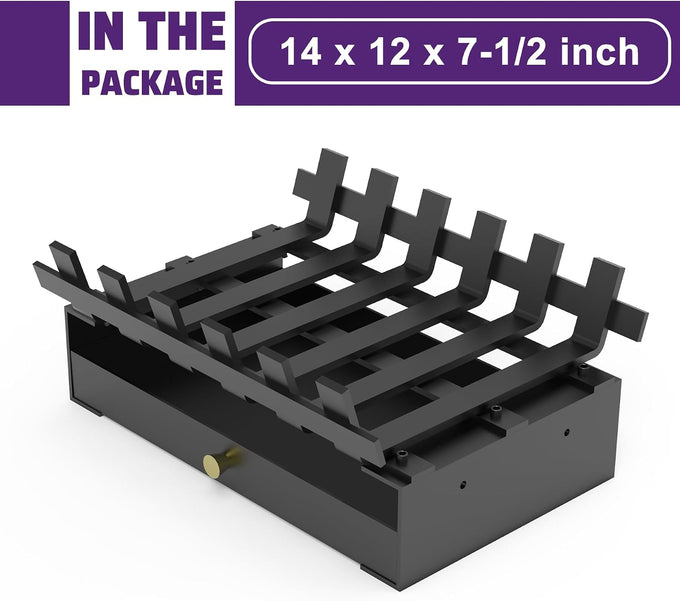 Mxclimate Fireplace Ash Tray Fireplace Log Grate kit,Ember Holder Fireplace Pan for Ash Collection,14'' Firewood Log Burning Rack Fire Grates for Indoor Outdoor Pit Camping Firepit