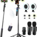 Vlogging Kit for iPhone/Android, 63”Auto Face Tracking Tripod for iPhone with Light, Wireless Microphones, Scrolling Remote Control for TikTok, Content Creator Kit for YouTube Starter