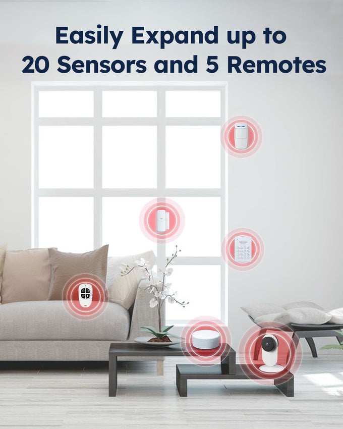 15-Piece WiFi Home Security System, DIY Wireless Alarm Kit, No Subscription