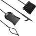 5 Pieces Fireplace Tools Sets Wrought Iron Firewood Kit with Handle Durable Tool Set and Holder for Fire Pit Stand Indoor Tong Shovel Poker Brush Firewood Accessories (Black)