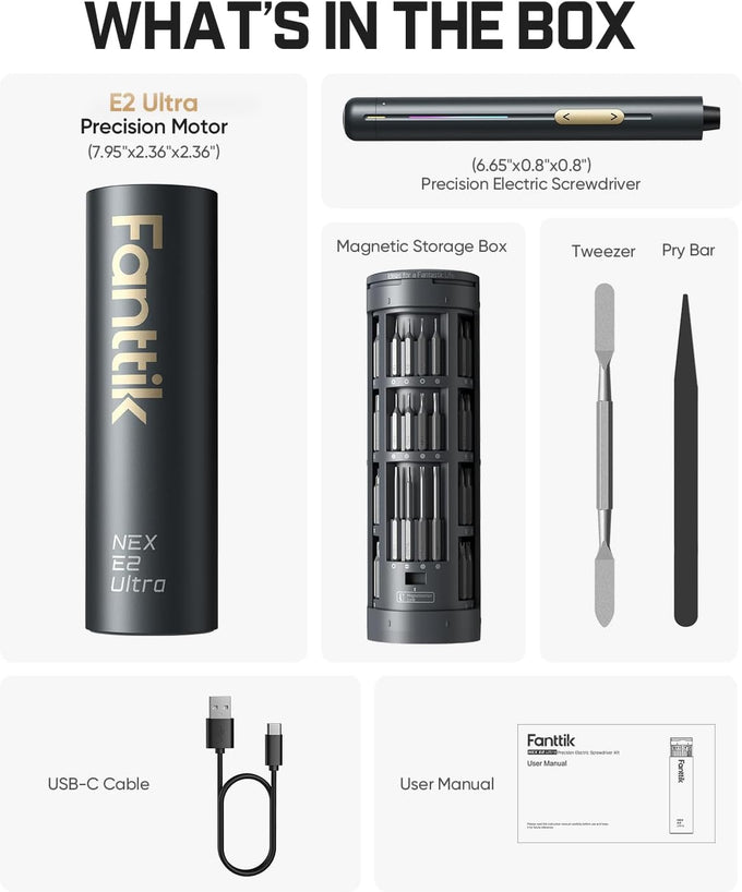 Fanttik E2 Ultra Electric Screwdriver, Screwdriver for Electronics (Grey)