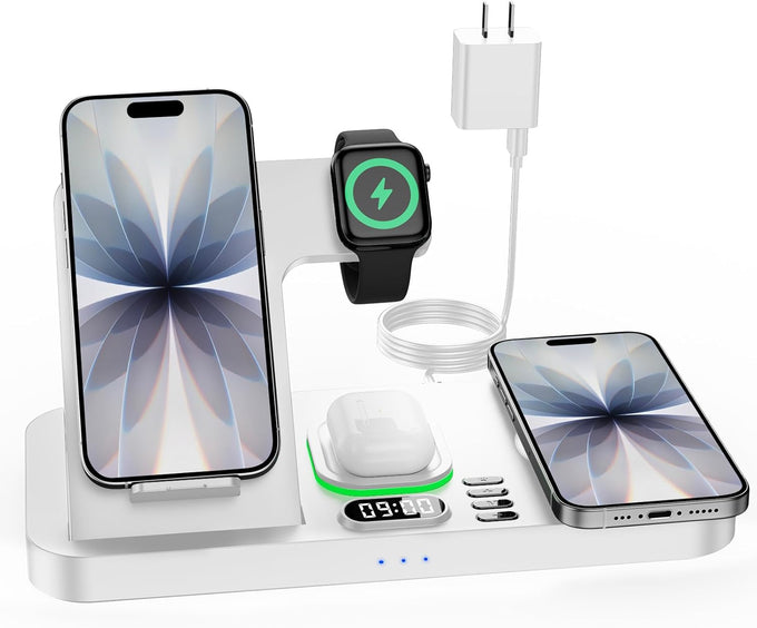 Dual Phone Foldable Wireless Charging Station for Apple, Couple&Family Use