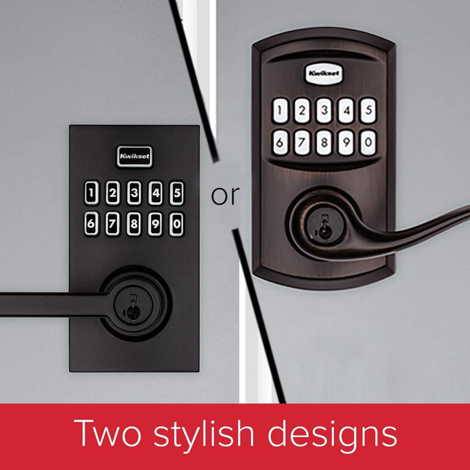 Kwikset 917HFL-514S Smartcode Keypad Electronic with Halifax Lever SmartKey with 6AL Latch and RCS Strike Matte Black Finish