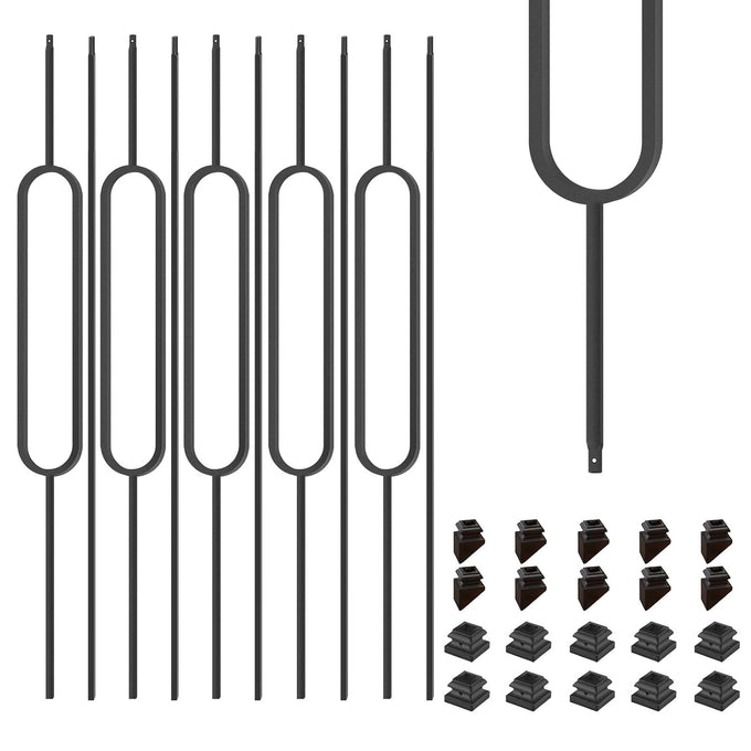 1/2" Wrought Iron Oval Balusters - Hollow Square Balusters-10p