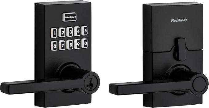 Kwikset 917HFL-514S Smartcode Keypad Electronic with Halifax Lever SmartKey with 6AL Latch and RCS Strike Matte Black Finish