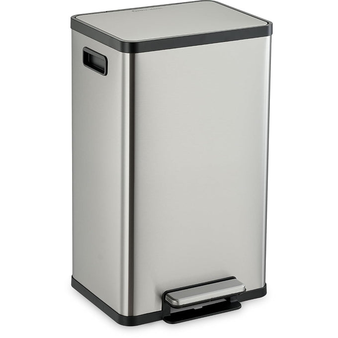 SIMPLI-MAGIC 13.2 Gallon (50L) Step Trash Can – Kitchen Garbage Can with Slow-Close Lid – Odor Control, Hands-Free, Easy to Clean, White