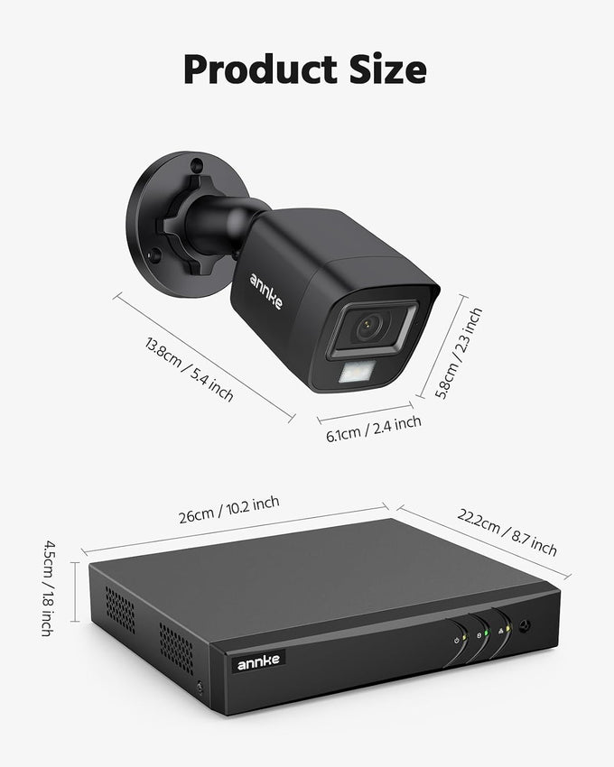 ANNKE 8CH H.265+ 3K Lite Wired Security Camera System,4X 2MP Cam, 1TB HDD