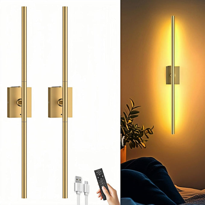 iThird Battery Operated Wall Sconces Set of 2, 10000mAh, Black