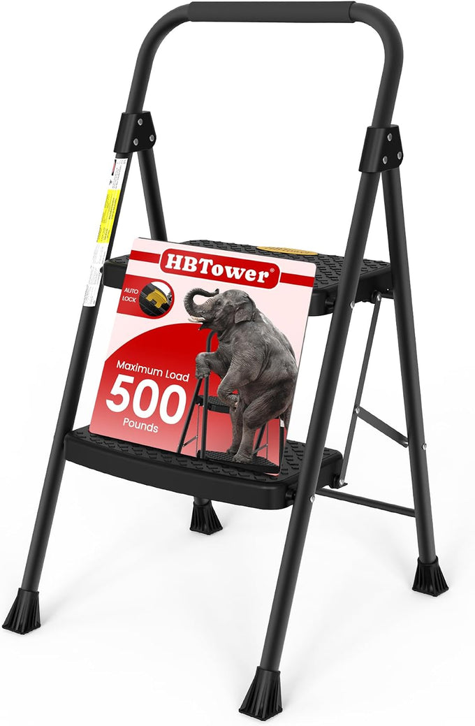 HBTower 4 Step Ladder, Step Stool Foldable with Wide Anti-Slip Pedal