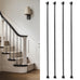 Balusters for Staircase Interior - Stair Railing Spindles, Iron Banister, Hollow Square, 1/2inch x 44inch, Crescent and Straight Balusters and Swivel Shoes (Pack of 10), Satin Black