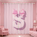 jejeloiu Pink Bowknot Blackout Curtain,(2 Panels,52 x 90 Inch),Gifts Women Teen Girl Initial Letter K Curtains for Bedroom Living Room,Girly Romantic Blackout Curtains,Window Treatments