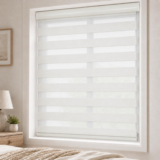 ShadesU Custom Size Zebra Blinds for Indoor Windows, Cream, 31" W x 72" H