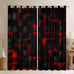 Feelyou Red and Black Curtains for Bedroom Living Room (2 Panels, 52 x 96 Inch) Kids Light Geometric Blackout Curtains Boys Darkening Drapes Modern Style Window Treatments