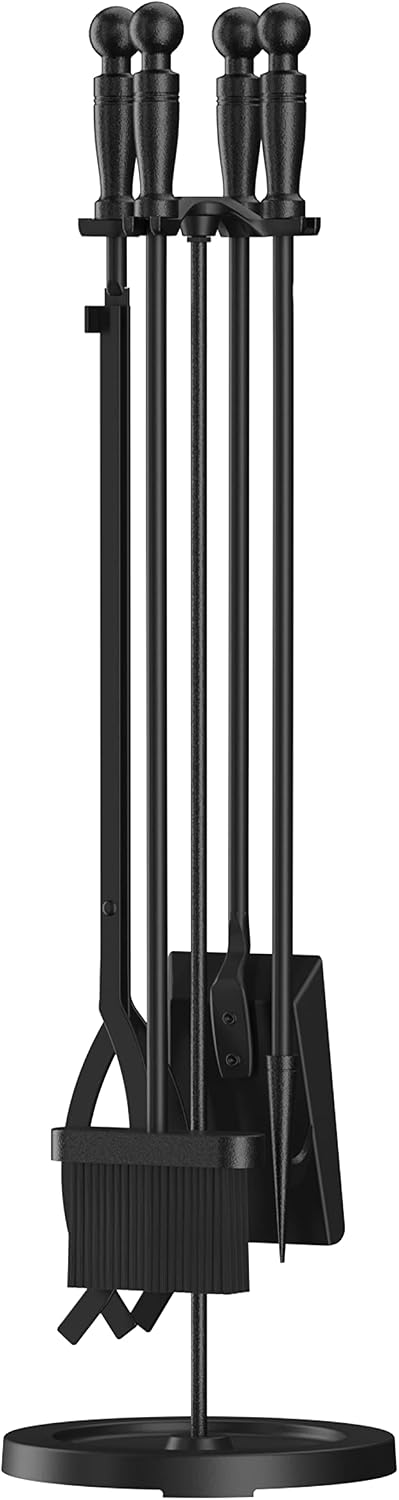 Fire Beauty 5Pcs Iron Fireplace Tools Set 31 Inch Indoor Fire Pit(Black)