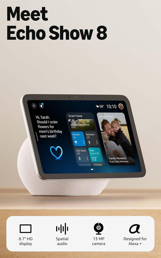 Amazon Echo Show 11 (newest model), Vibrant Full-HD 11" display with more viewing area and spatial audio, Designed for Alexa+, Glacier White