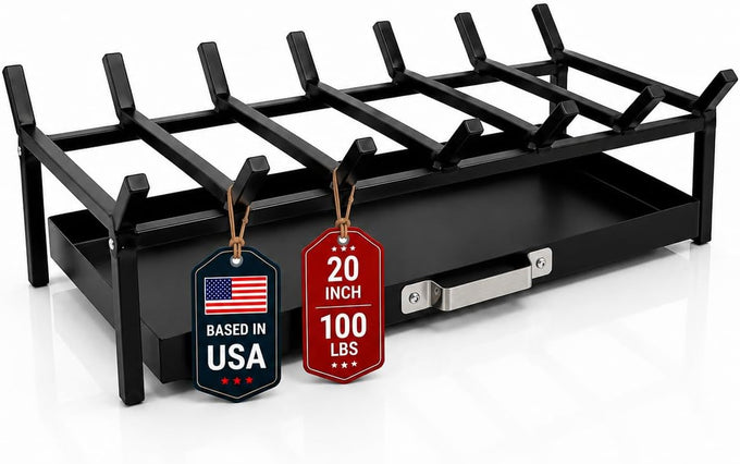 FEBTECH Fireplace Grate 17 inch with Removable Ash Tray and 6 Support Bars