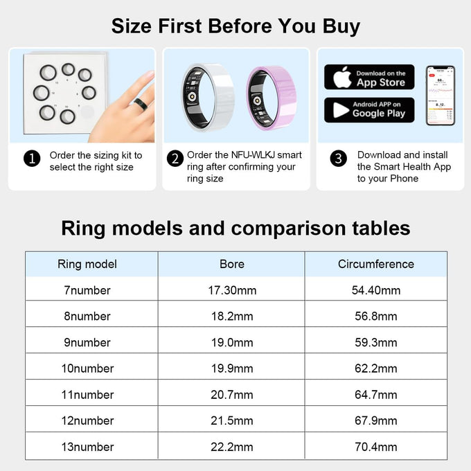 Smart Ring for Women Men Without Subscription Ceramic Design Health Tracking smart Ring for Sleep, Heart Rate, Stress & Activity Tracking (White, 9)