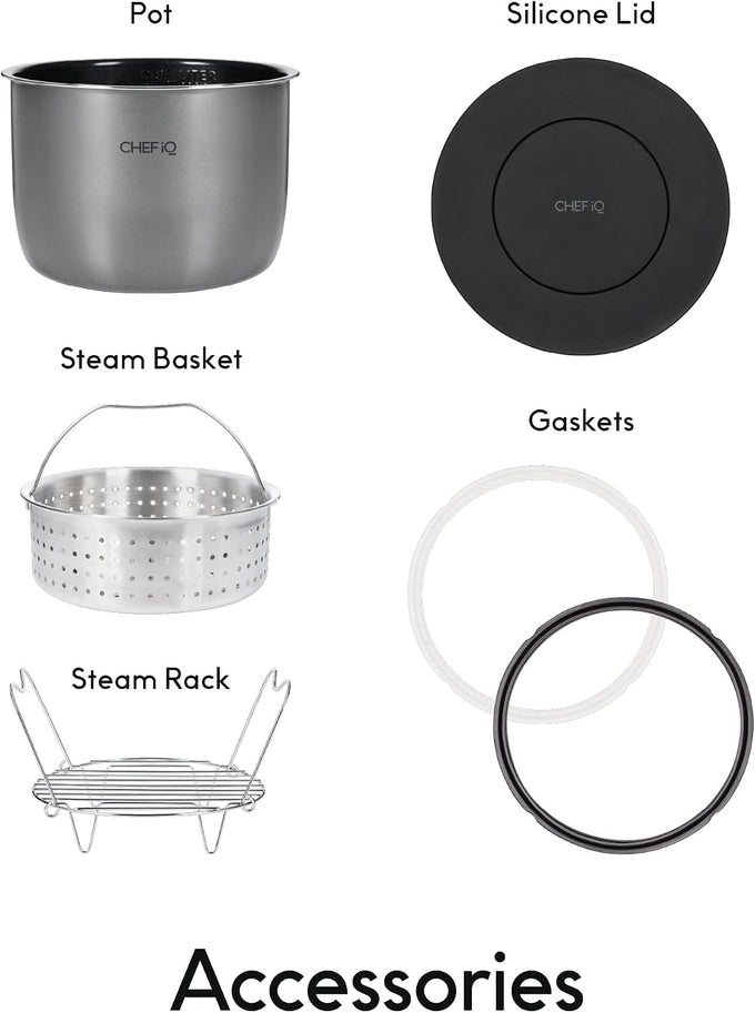 CHEF iQ Smart Pressure Cooker with WiFi and Built-in Scale - Easy-to-Use 10-in-1 Multicooker with 500+ Guided Recipes - Rice Cooker, Slow Cooker, Instant Meals for Foodies - 6 Quart - Family Size