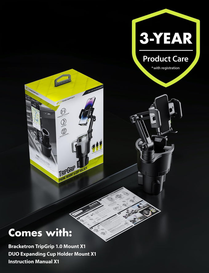 Bracketron Cup Holder Phone Mount for Car, TripGrip Truck Phone Holder