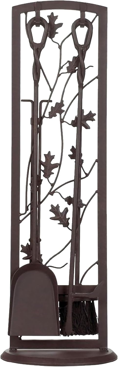 Panacea Fireplace Tool Set 5 Piece, Oak Leaf 30", Colonial Brown