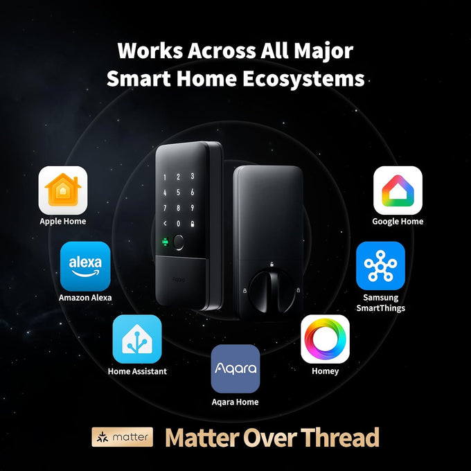 Aqara UWB Smart Lock U400, Apple Home Key, Fingerprint Deadbolt, Black