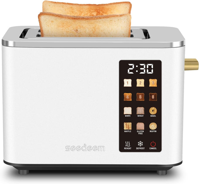 SEEDEEM Touchscreen Toaster 2 Slice, Stainless Steel, 6 Shade, 900W, Pink