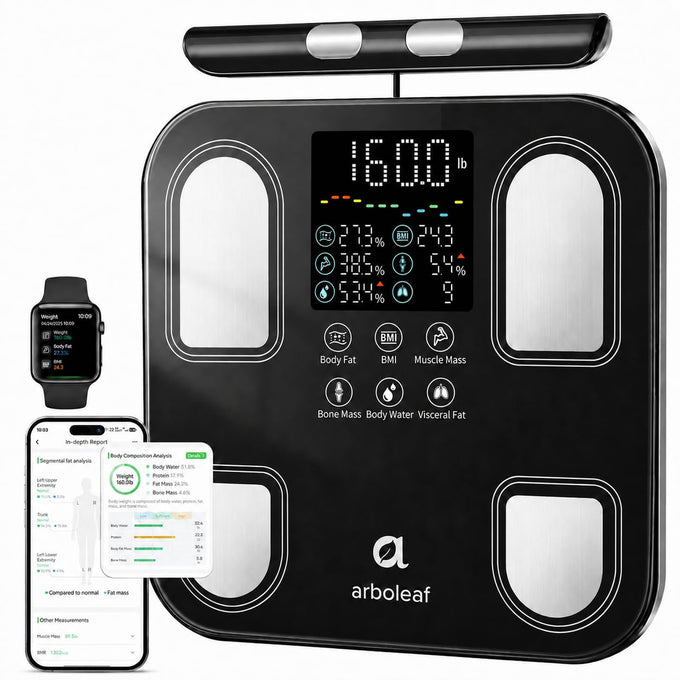 Arboleaf 8-Electrode Body Composition Scale with Handle Display, Black