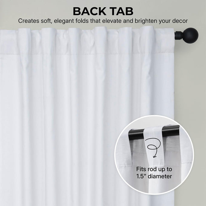HPD Half Price Drapes Cotton True Blackout Curtains 108 inches Long Solid Thermal Insulated Window Treatment Curtain 50 X 108 (1 Panel), PRCT-BO09B-108, Whisper White