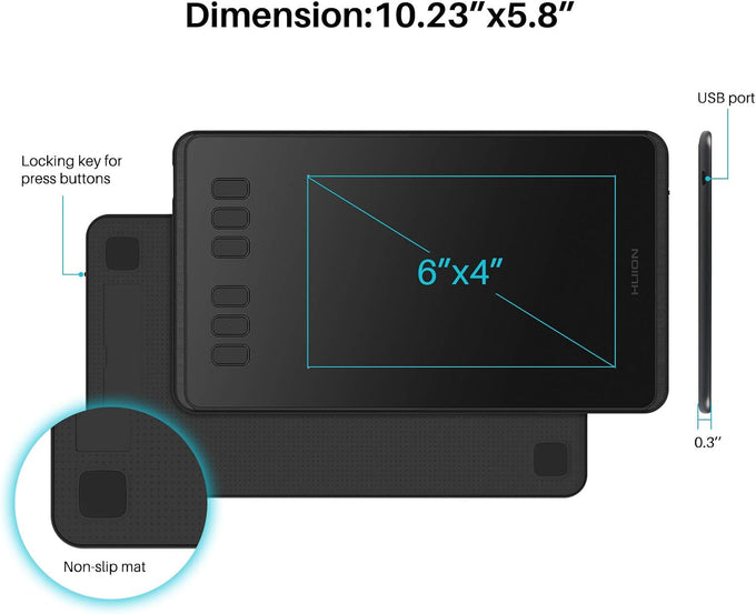 HUION Inspiroy H640P 6x4 inch Drawing Tablet 8192 Pen Pressure