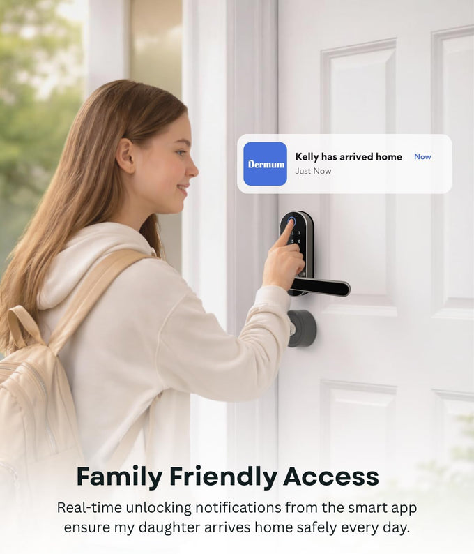 Keyless Entry Fingerprint Digital Smart Lock with Handle & Keypad: Electronic/Electric Lock with Code, App Control Biometric Deadbolt Door Knob for Front, Interior, Exterior & Bedroom Door (Silver)