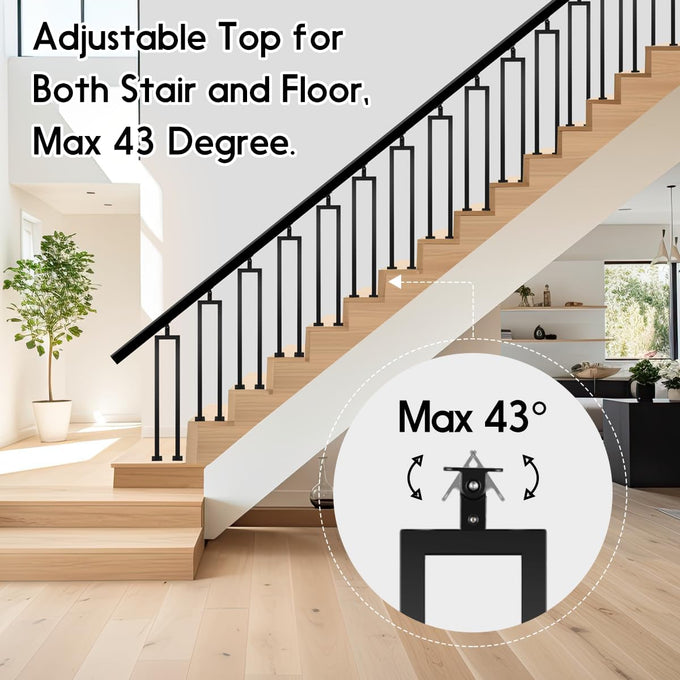 3 Pack U Shape 36" Stair Balusters with Adjustable Top Bracket for Staircase Interior, Baluster for Stair Handrail Indoor Steps by LukLoy