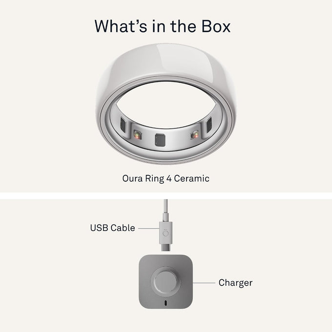 OURA Ring 4 Smart Ring - Ceramic Cloud - Size 15