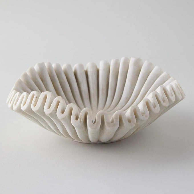 Marble Bowl Fruit Bowl, Stone Bowl Decorative Bowl Decorative Trays Marble Fruit Bowl Marble Ruffle Bowl Marble Floral Bowl Home Decor Gifts (7 inch)