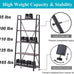 BON AUGURE 5 Tier Ladder Shelf, Leaning Bookshelf, Wood Metal Storage Shelf