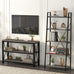 BON AUGURE 5 Tier Ladder Shelf, Leaning Bookshelf, Wood Metal Storage Shelf