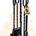 Amagabeli 5 Pieces Fireplace Tools Sets Wrought Iron Indoor Fireplace Set with Poker Tongs Broom Shovel Stand Fire Tools Outdoor Rustic Fire Poker Set Fire Place Hearth Accessories Sets Antique Pewter