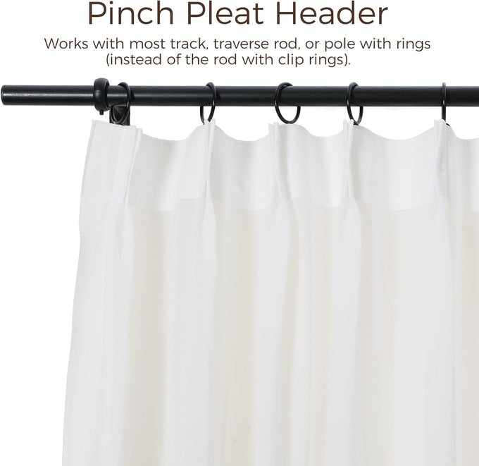 TWOPAGES Beige Pinch Pleated Voile Sheer Window Curtain, 36Wx96L, 1 Panel