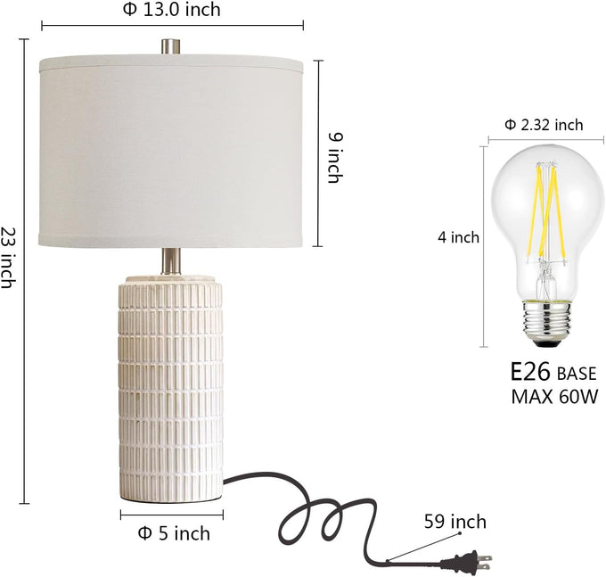 AIEAMPDO 23'' Set of 2 Modern Ceramic Table Lamps for Living Room Bedroom