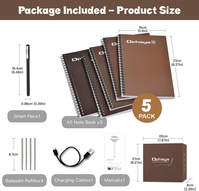 Ophaya Smart Digital Notebook and Smart Pen Real-Time Sync to Phone