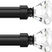Black 2 Pack Window Treatment Single Curtain Rod, Adjustable Drapery Rod Set from 48 to 86 Inches with Crystal Finial Finials(4-7.2ft), 1-Inch Diameter Curtain Rods for Windows